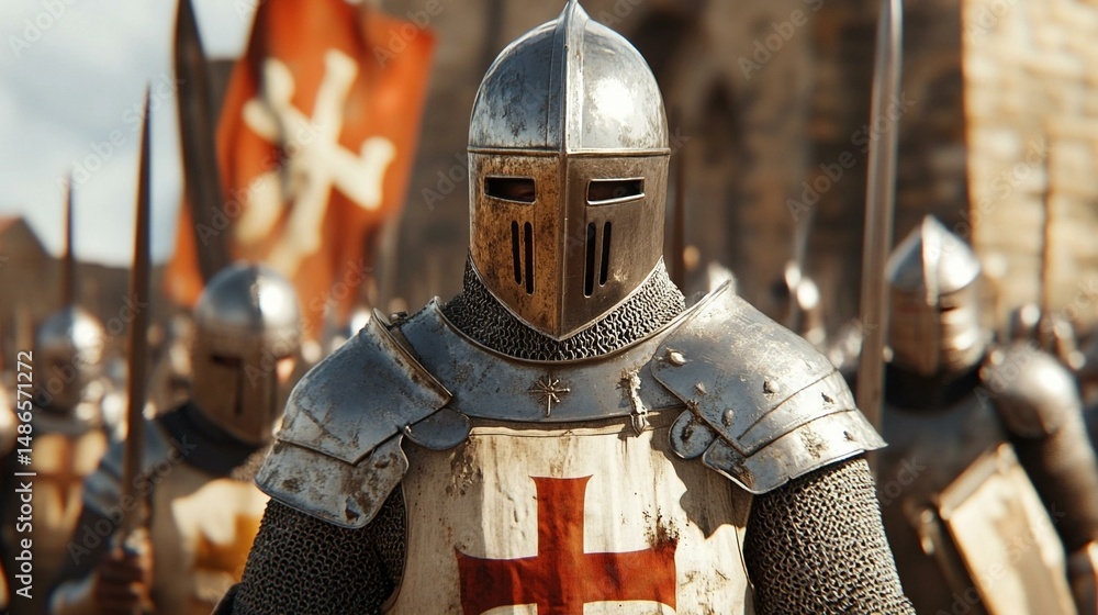 Epic biblical battle with knights and chariots Epic biblical battle with knights and chariots