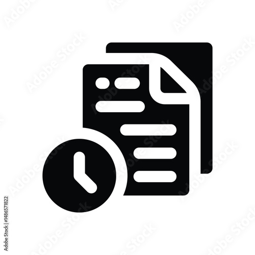 time glyph icon. Strong and solid vector icon for websites, mobile interfaces, presentations, and visual branding. High quality and easy to edit.