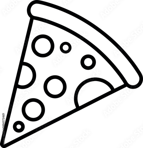 Pizza Slice Outline Icon - Classic Fast Food Symbol on transparent background