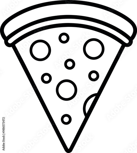 Pizza Slice Outline Icon - Classic Fast Food Symbol on transparent background