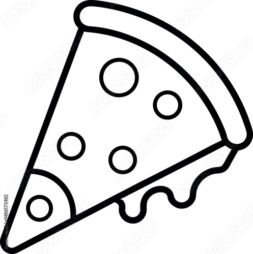 Pizza Slice Outline Icon - Classic Fast Food Symbol on transparent background