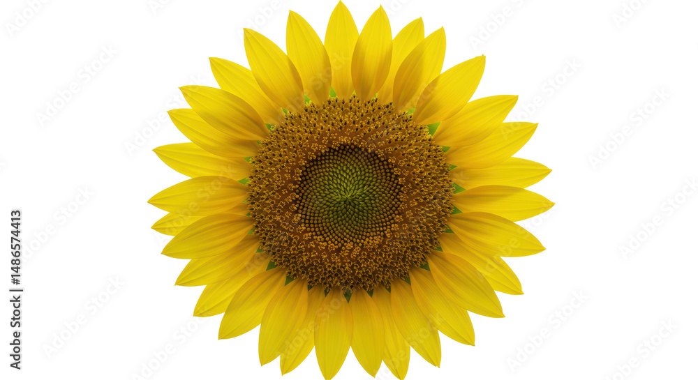Isolated Bright Yellow Sunflower Head with Visible Seeds Isolated Bright Yellow Sunflower Head with Visible Seeds