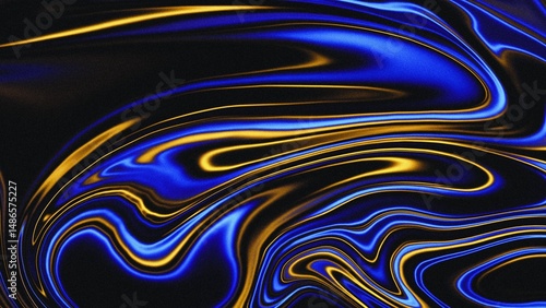 HD Noisy wavy neon yellow and blue curve grainy dynamic gradient background Photo - 1