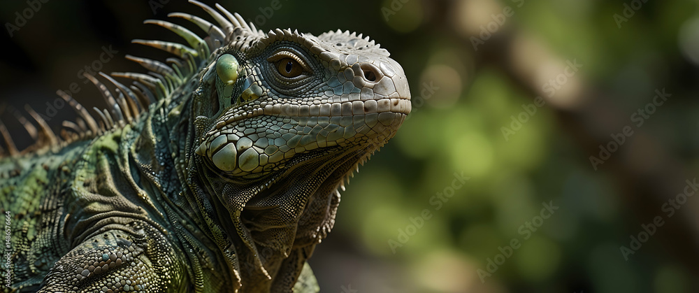 Fototapeta premium Green Iguana Close-Up