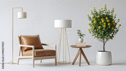 Modern Minimalist Living Room Interior desig.Generated with AI