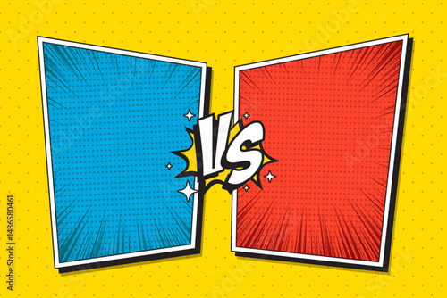 Comic cartoon versus battle blank box template background