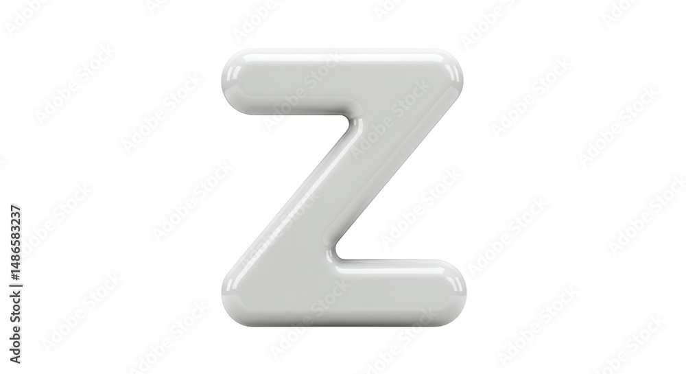 Isolated Glossy White Letter Z Alphabet Isolated Glossy White Letter Z Alphabet
