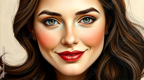 Wallpaper Mural Glamorous brunette model with red lipstick and striking eye makeup showcases elegant beauty in a close-up Torontodigital.ca