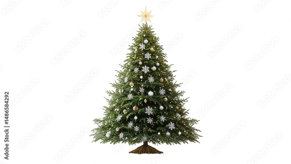 Christmas Tree Adorned With Beautiful Ornaments Christmas Tree Adorned With Beautiful Ornaments