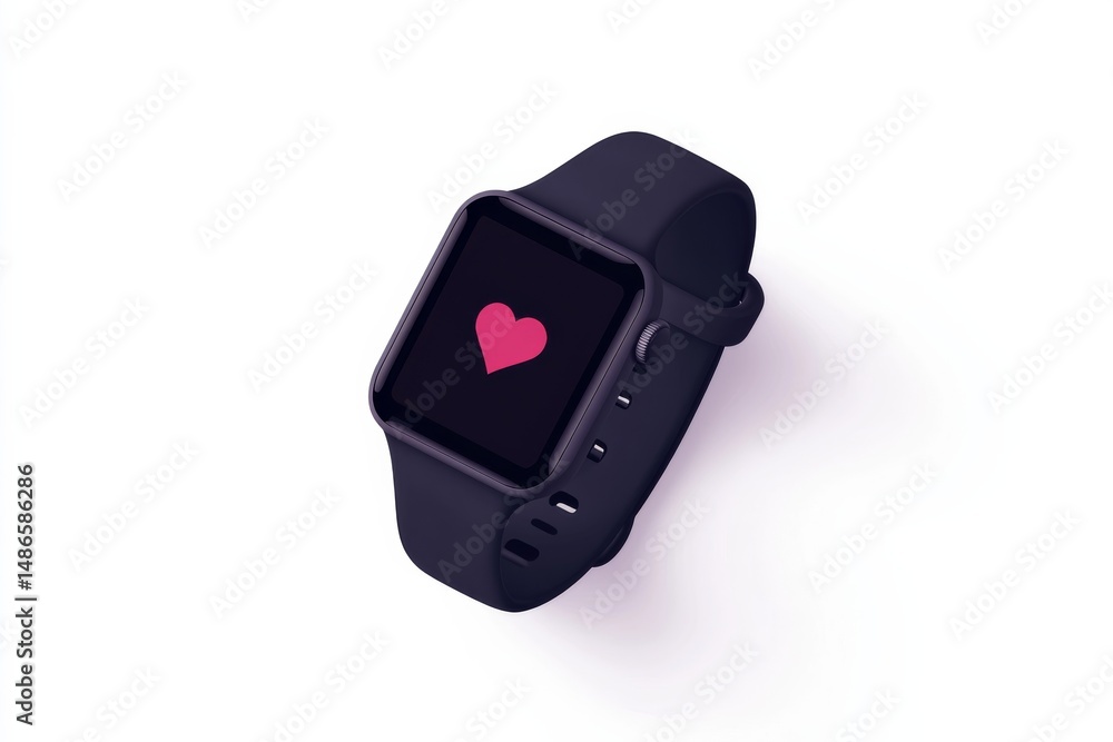 Modern fitness tracker with heart icon for health and wellness concept Modern fitness tracker with heart icon for health and wellness concept