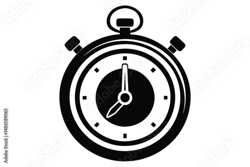 Simple black stopwatch indicates the passage of time, highlighting precision in measuring duration