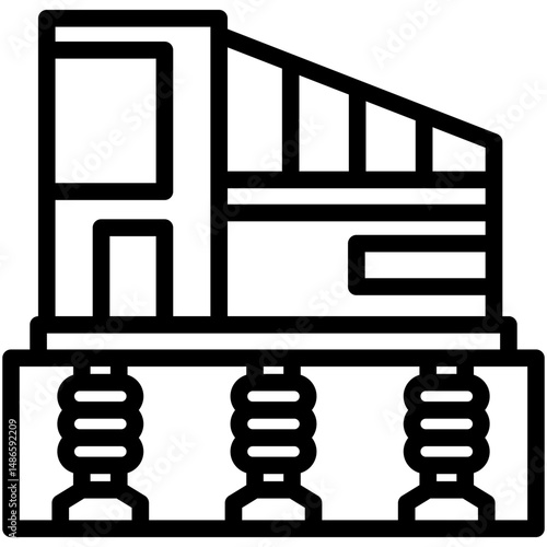 Damper mini illustration black outline icon, use for civil engineering, industry, construction, UI, UX kit, app and web development, digital or print.