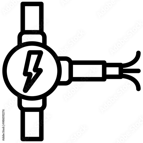 Conduit Pipe mini illustration black outline icon, use for civil engineering, industry, construction, UI, UX kit, app and web development, digital or print.