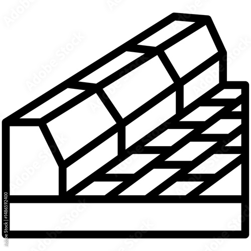 Kerb Stone mini illustration black outline icon, use for civil engineering, industry, construction, UI, UX kit, app and web development, digital or print.