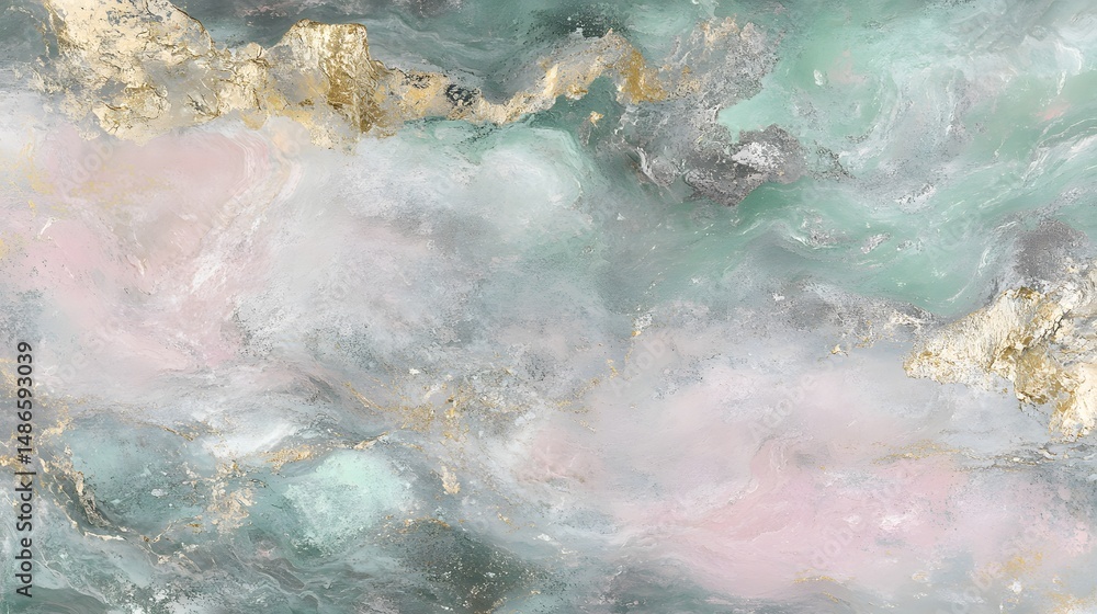 Fototapeta premium Abstract Green Pink Gold Marble Texture Background