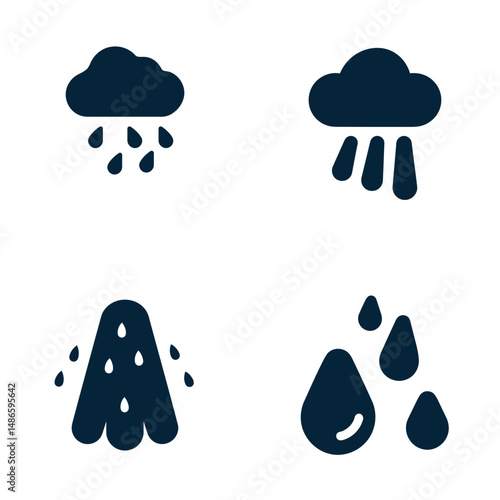Rain icons, vector icons, simple shapes, icon Sheet