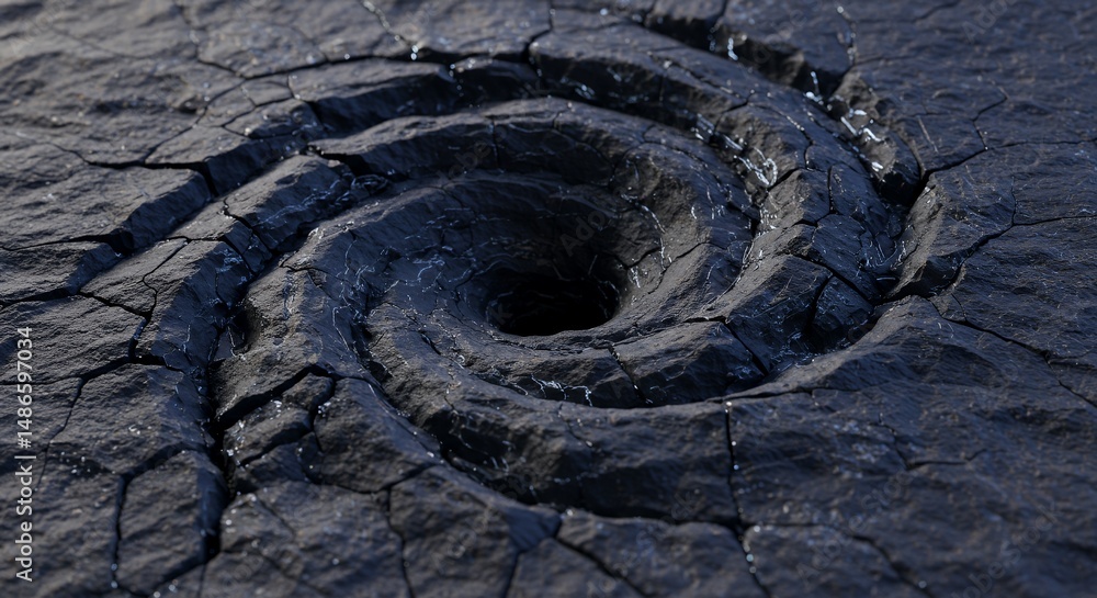 Swirling Vortex or Sinkhole on Isolated White Screen Background Featuring Cracked Texture Dark Abyss And Dramatic Lighting Perfect For Environmental Concepts