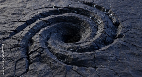 Obraz na płótnie Swirling Vortex or Sinkhole on Isolated White Screen Background Featuring Cracked Texture Dark Abyss And Dramatic Lighting Perfect For Environmental Concepts w salonie
