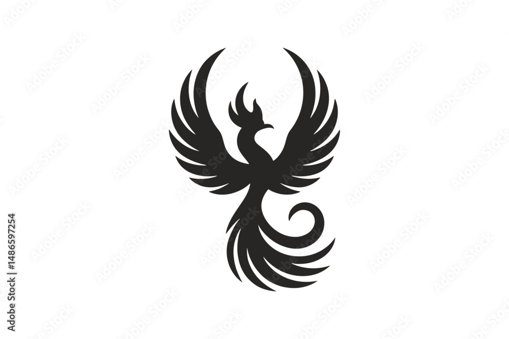 Obraz premium Phoenix bird rising logo design vector illustration