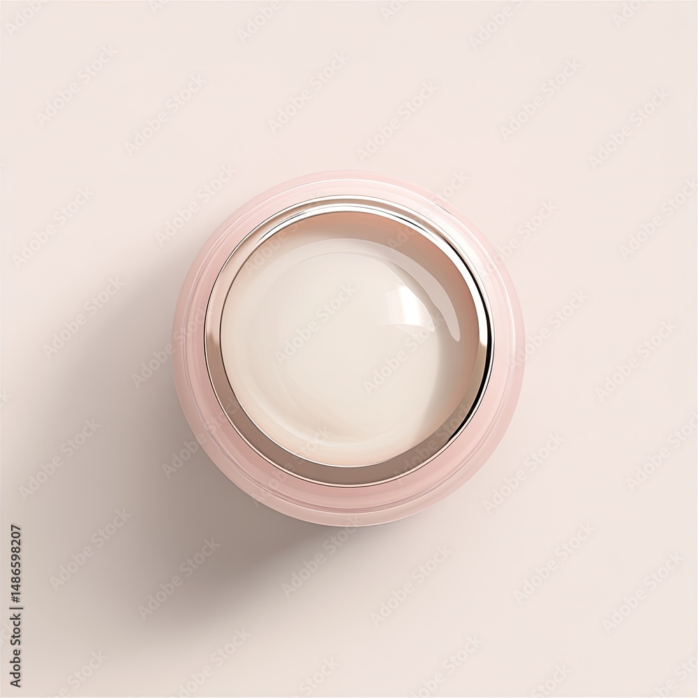 Pink cosmetic jar, cream inside Pink cosmetic jar, cream inside