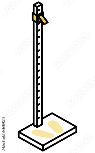 Simple and cute isometric line art illustration of a height meter