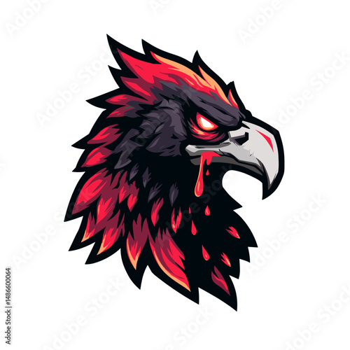 Dynamic esports vector logo featuring a fierce hawk design with bold colors and aggressive detailing ideal for gaming teams and tournaments