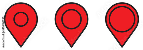 location icon set map pointer pin sign symbol black outline destination icon place address navigation locator icon.
