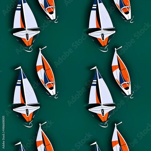 sailboats drifting in nautical symmetry