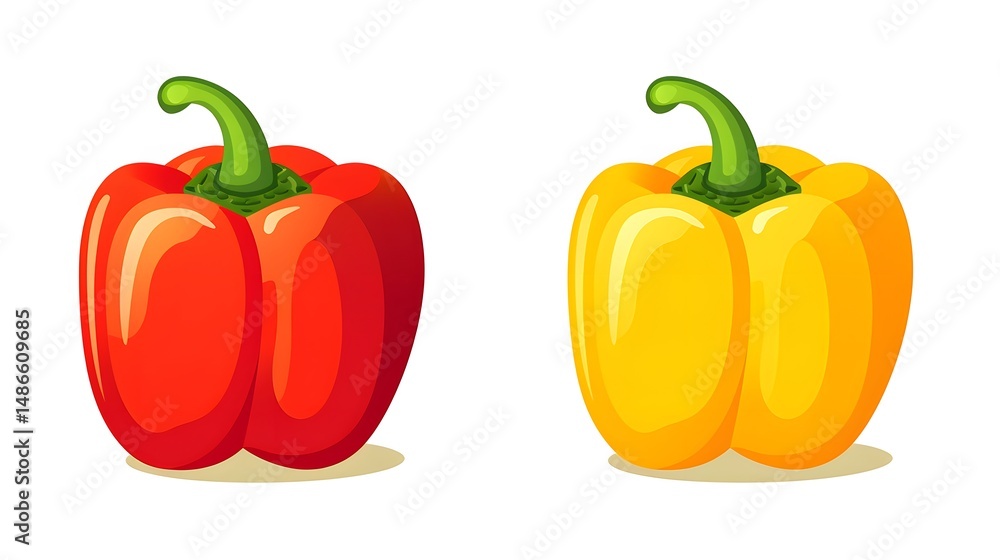 Vibrant Red and Yellow Bell Pepper Vector Logo Icon for Capsicum Designs Vibrant Red and Yellow Bell Pepper Vector Logo Icon for Capsicum Designs