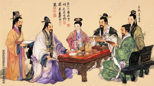 Ancient Chinese Royal Gathering: A Luxurious Feast