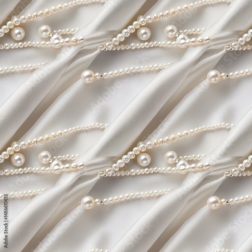 pearls on a silk fabric background