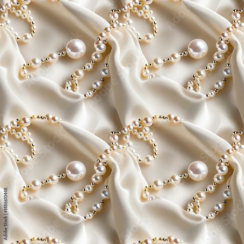 pearls on a silk fabric background