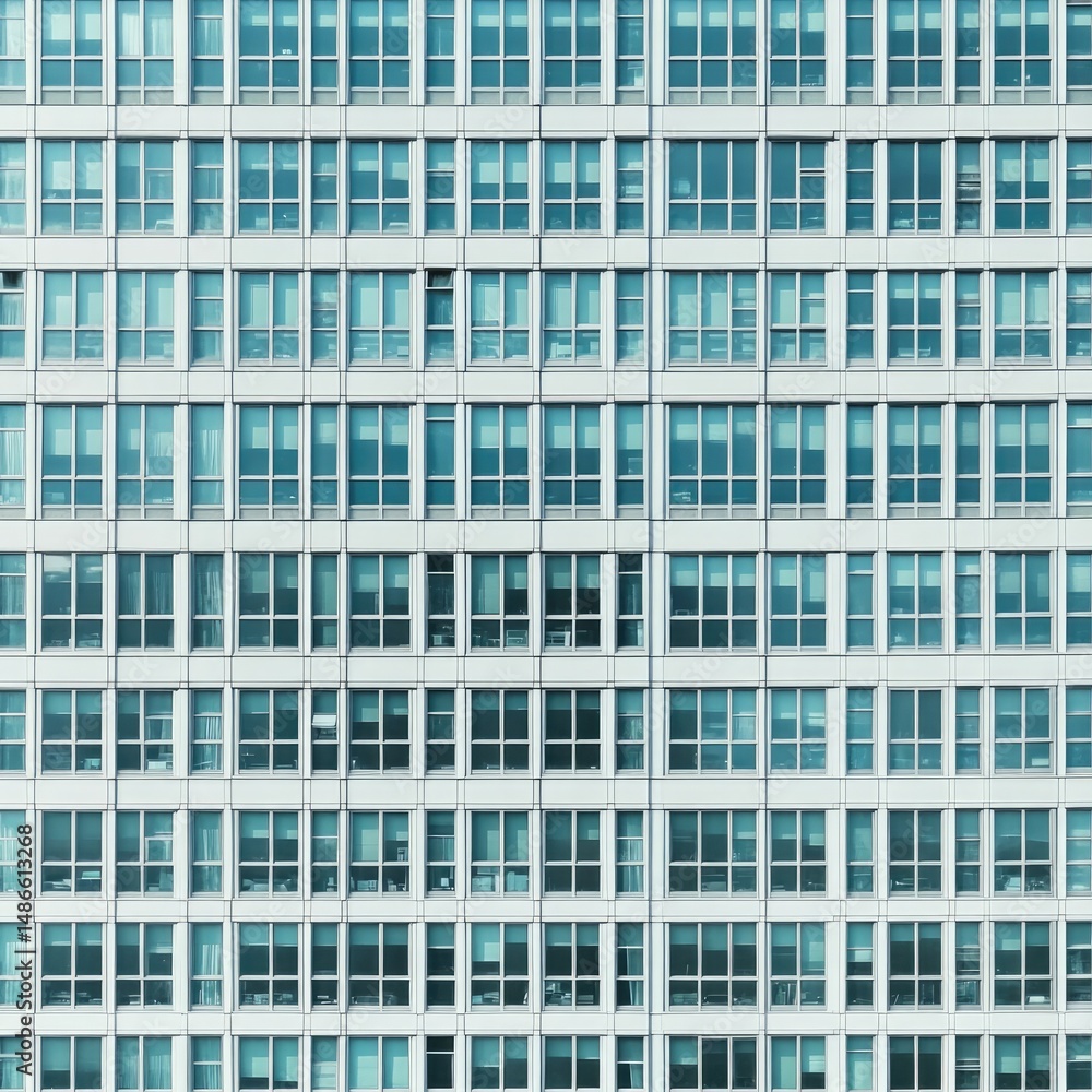 Modern office building facade, many square windows Modern office building facade, many square windows