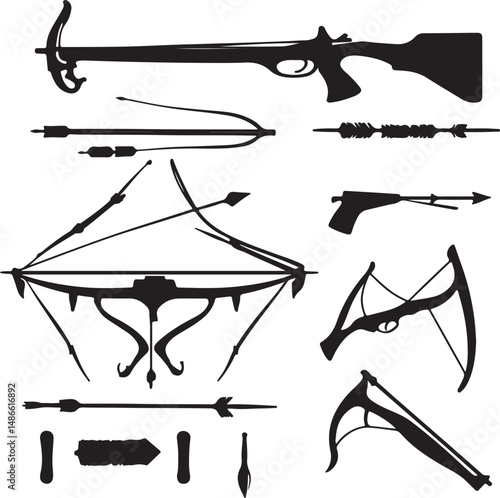 Silhouette Collection Medieval Bows, Crossbows, Arrows