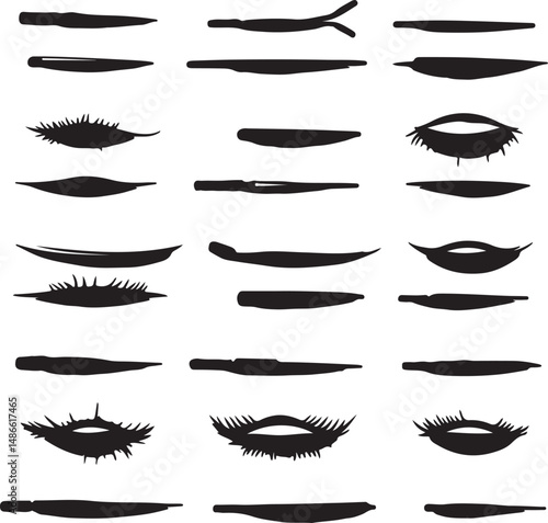 Black Silhouettes: Eyes, Lips, and Windshield Wipers
