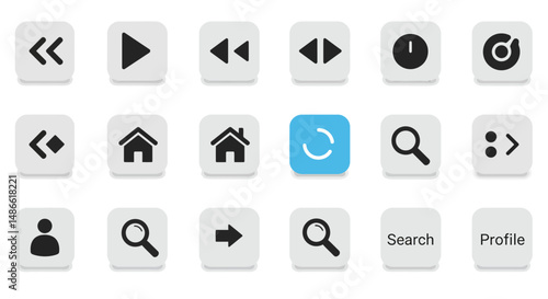 set vector icon buttons ui/ux for web and mobile ios or android