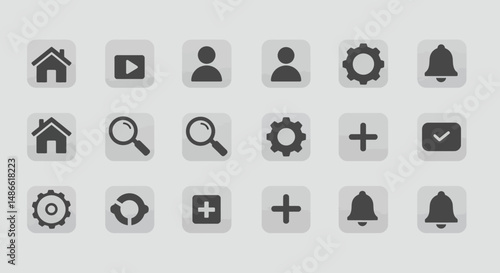 set vector icon buttons ui/ux for web and mobile ios or android