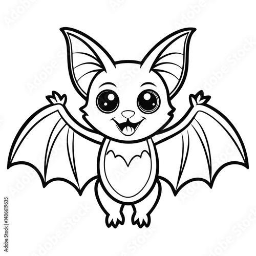 Adorable Kawaii Bat  Coloring Page