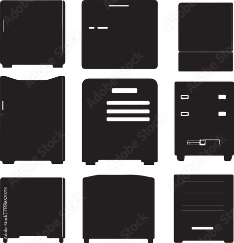 Black Silhouette Icons of Various Power Inverters