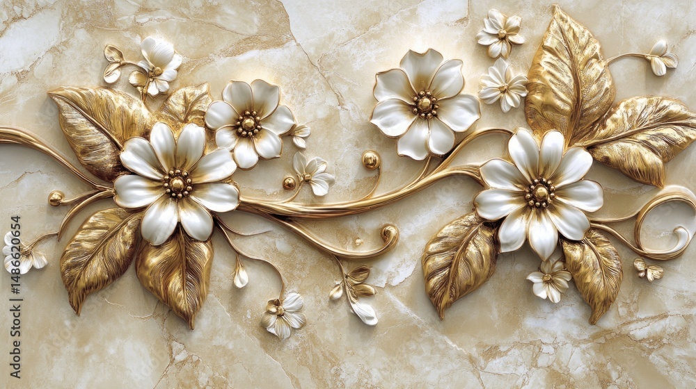 Ornate floral design embossed on a light beige background. Ornate floral design embossed on a light beige background.