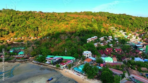 Wallpaper Mural Aerial Forward Shot Of Tourists Exploring Beach On Phi Phi Island Against Sky - Phi Phi Islands, Thailand Torontodigital.ca