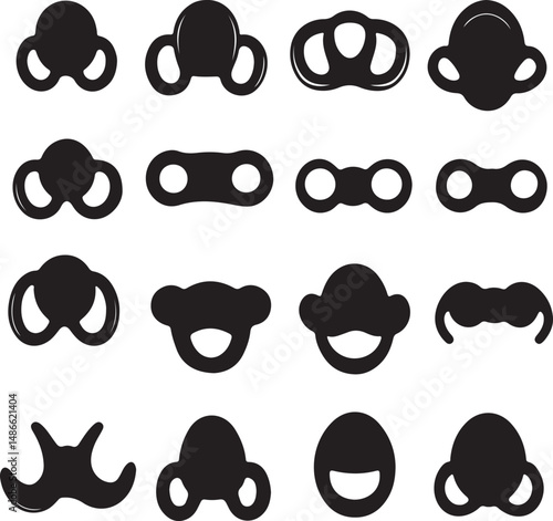 Black Silhouette Pacifier Collection, Baby Nipple Designs, Vector Graphics