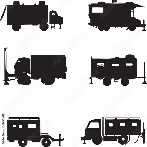 Silhouette Vehicles: Trucks, Trailers, RVs, and Construction Equipment