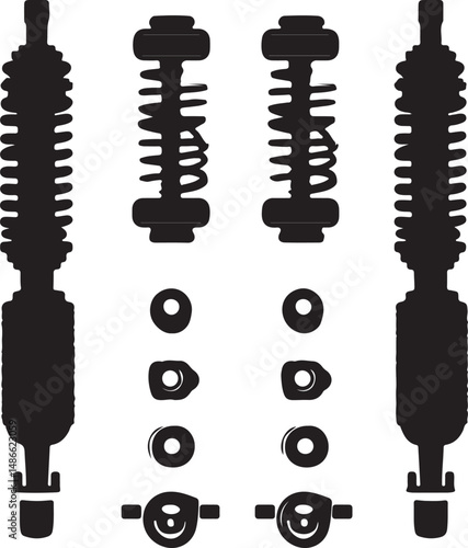 Black and White Car Shock Absorber Kit Illustration