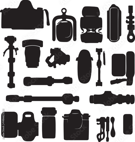 Black Silhouettes: Camera Gear and Accessories Set