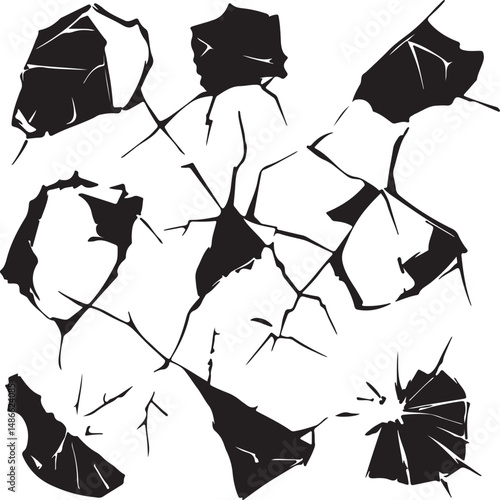 Black and White Cracked Glass Shattered Texture Vector