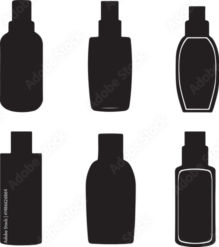 Silhouette Vector Set: Cosmetic Bottles, Beauty Products, Packaging