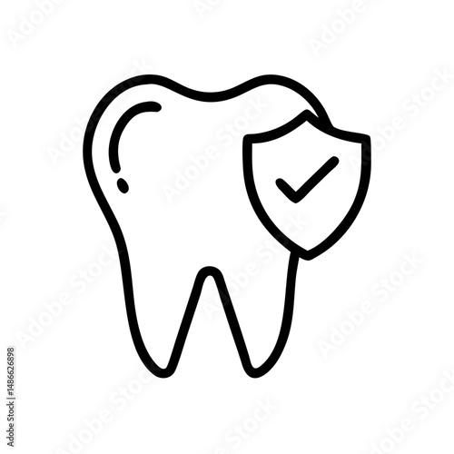 Tooth icon with shield representing dental protection  