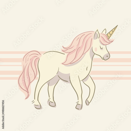 Cute Cartoon Unicorn Character Vector Illustration
