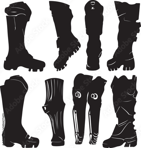 Silhouette Boots: Vector Art, Fashion Footwear, High Boots Collection